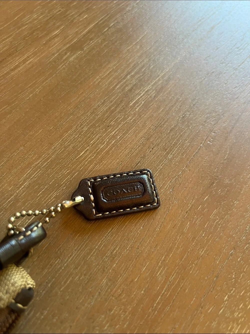 Coach Tan and Brown Signature Canvas Wristlet